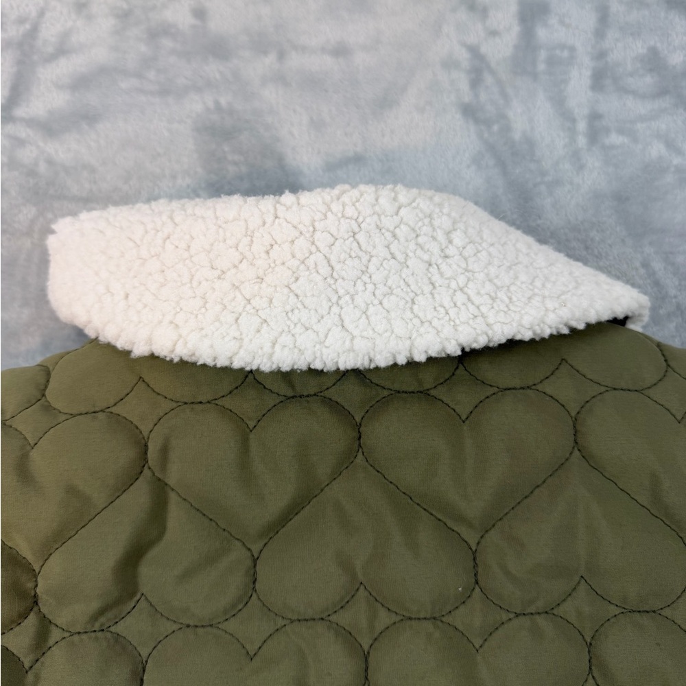 Old Navy Quilted Sherpa Hybrid Coat Girl's Large (10-12) Green Jacket - Picture 7 of 7